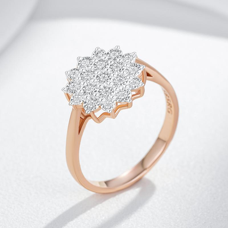 Full Shiny Natural Zircon Ring For Women Unique  Rose Gold  Color Mix Ethnic Bride Wedding Jewelry Best Gift