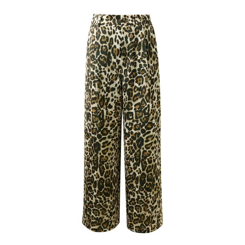 

Women s High Waist Leopard Print Straight Leg Pants M