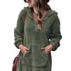 Women's Double-sided Fleece Hooded Loose Zipper Plush Pocket Sweater Jacket
