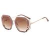 New Personalized Rice Nail Polygonal Large Frame Sunglasses Ins Fashion Women's Trend Hollow Metal Sunglasses