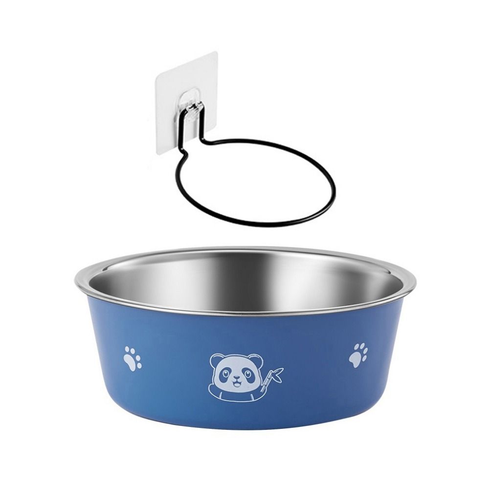 Pet Cat Feeding Bowl Stainless Steel Plastic Non-slip Single Bowl Food Drinking Tray Feeder Drop-resistant Durable Pet Dog Bowl