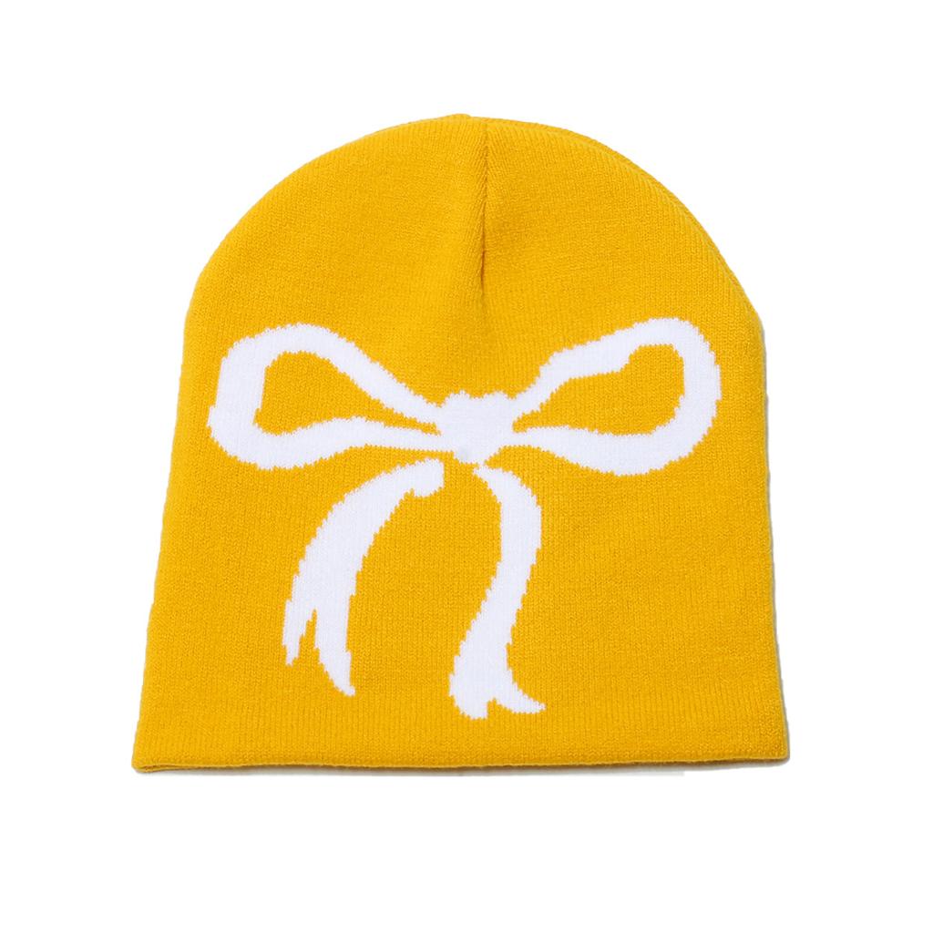 2025 New Trendy Brand Bow Knitted Hat Brimless Cap Casual Versatile Winter Hat Cold Hat Women