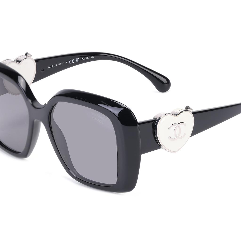 Chanel Sculpted Logo Acetate Irregular Shape Sunglasses Women Sunglasses Black CH5518C501T8
