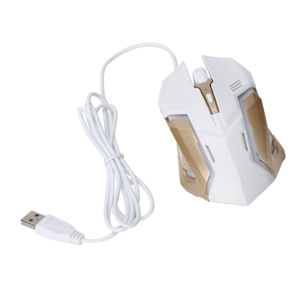 Kabelgebundene Gaming-Maus Ergonomisch Atmendes Licht RGB-Hintergrundbeleuchtung Mechanische Mäuse für PC Notebook LaptopWeiß