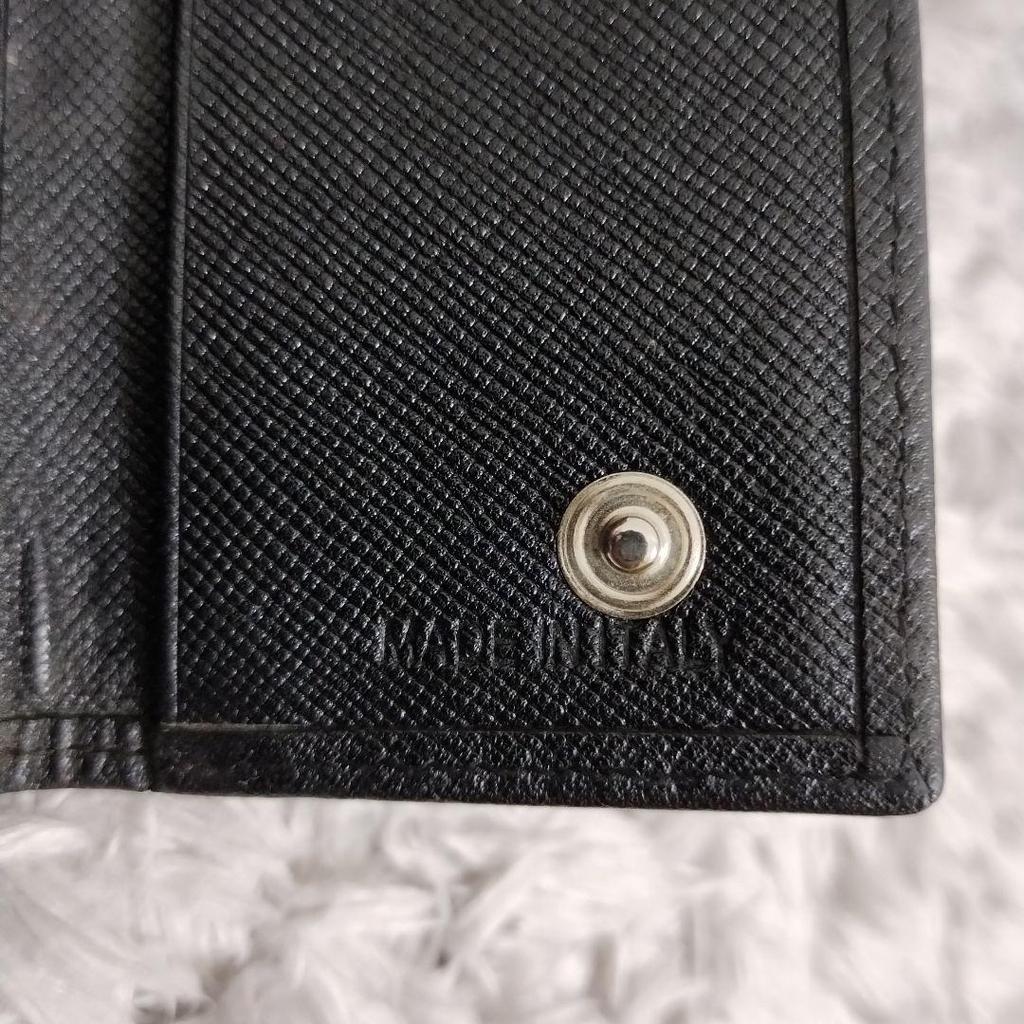 Used PRADA Key Case Black Saffiano Leather Damaged