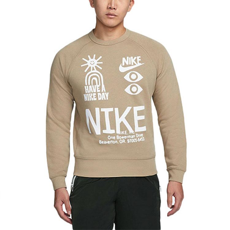Nike Sweatshirts Men's Khaki Crew Neck Moderate Regular DQ4170-247