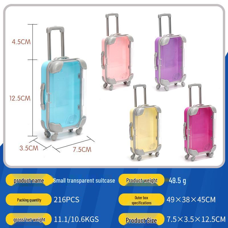 Kids' Mini Transparent Trolley Case for Toy Makeup & Eyelash Storage