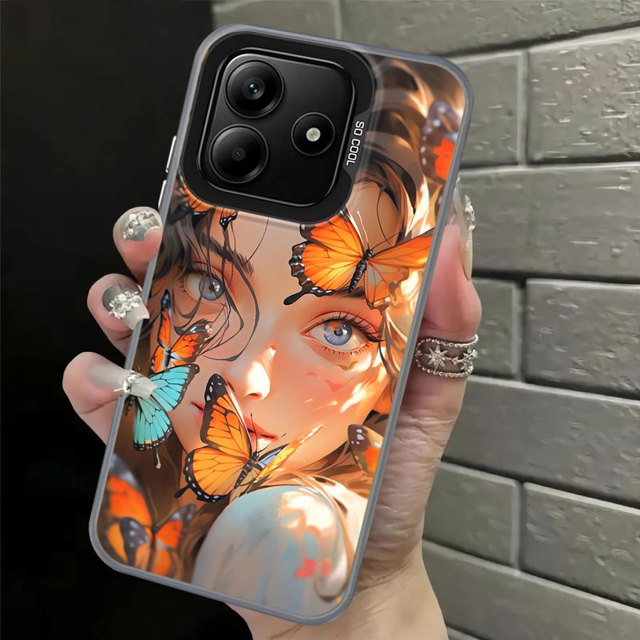 

Case for Xiaomi Poco F4 F3 GT C50 C51 X3 Pro X5 X3 NFC Back Phone Cover Cartoon Butterfly Girl Poco X3 NFC