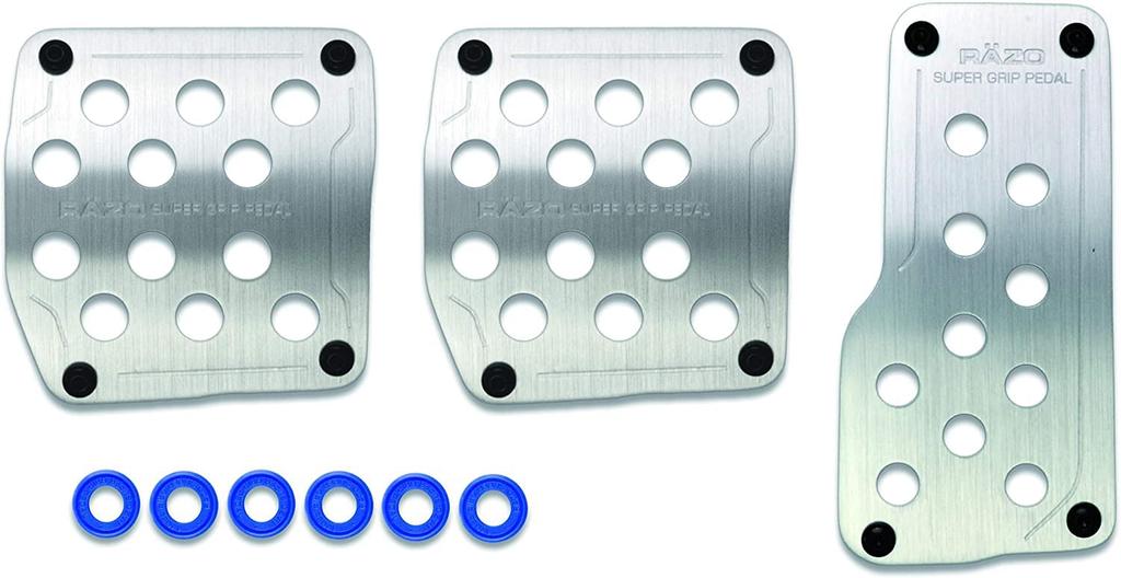 CARMATE RAZO Super Grip MT Aluminum Alloy Pedal Set for Cars Clutch Hairline (Accelerator, Brake, Covers, Finish, RP123)