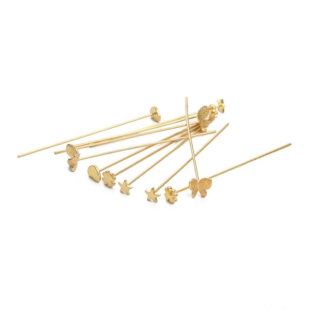 Copper Love Butterfly Five Pointed Star T-shaped Needle Pin For DIY Jewelry Making Craft Accessories