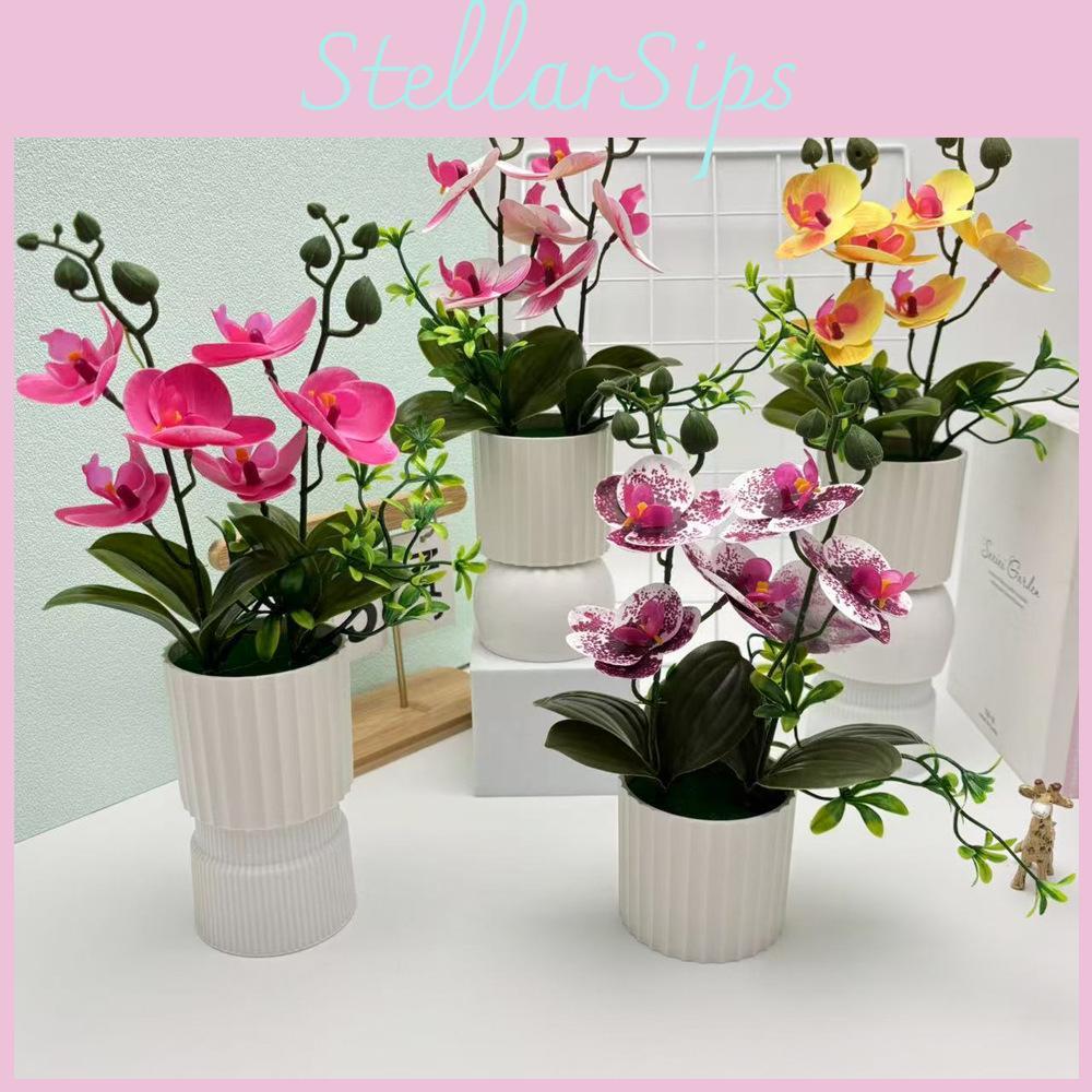 Fake Butterfly Orchid Flower With Pot For Indoor Home Decor And Greenery Enhancement