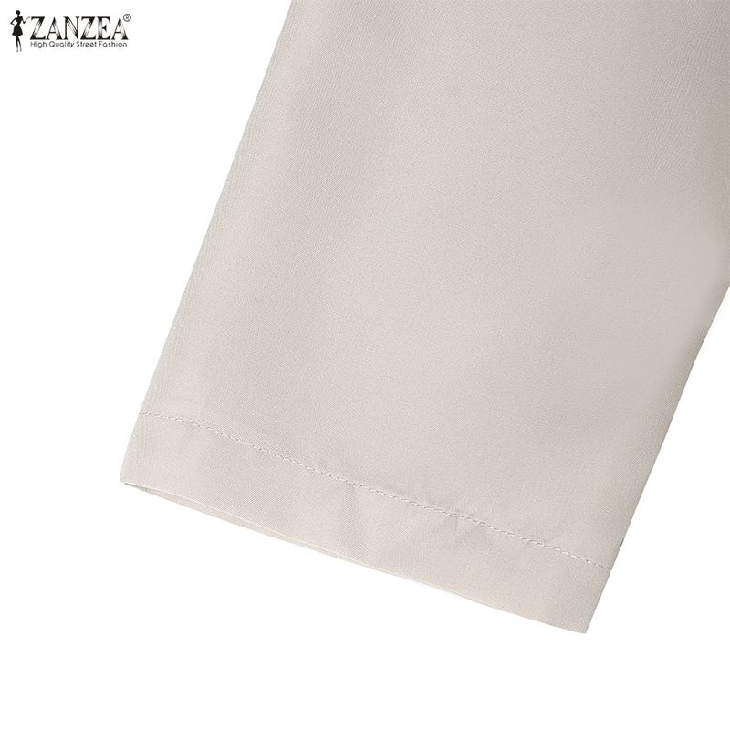 ZANZEA Abito casual da donna a maniche 3/4 e girocollo a tinta unita