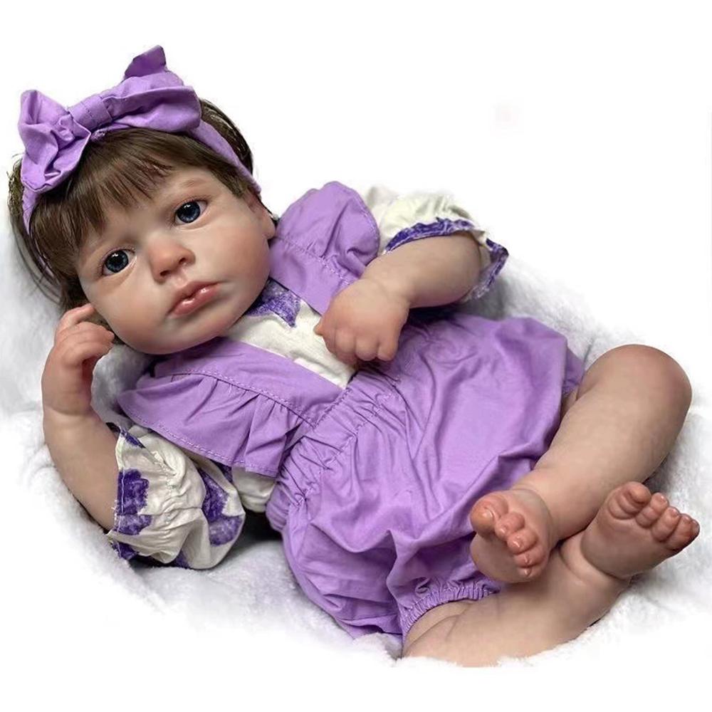 50CM Cotton Body Reborn Baby Doll Loulou Exquisite Painted 3D Skin Rebirth Doll Toy
