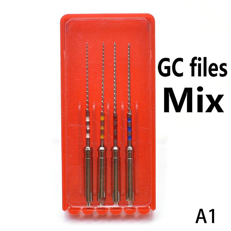 4 Stück Dental Gc Feilen 25Mm 45-60# Edelstahl Wurzelkanal Revision Endodontie Instrumente Dentalfeilen Labor
