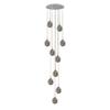 Lampe suspendue - NETTLIFE - 10 lampes - Réglable en hauteur - Verre gris - Diam. 41 cm