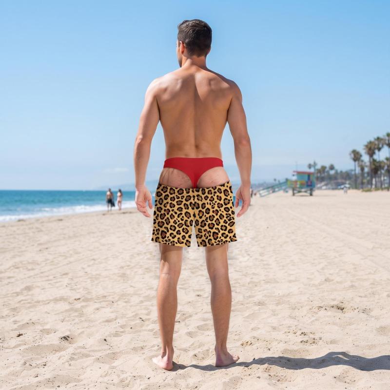 Funny Men’s Swim Trunks Fake Underwear Beach Shorts, Wide Load Birthday Gag Gift Summer Gag Gift for Men, Summer Vacation Shorts