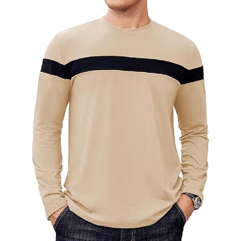 Spring and Autumn Men's 100% Polyester Loose Comfortable Sport Casual 3D Print Round Neck Long Sleeve T-Shirt Top