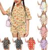 Kids Casual Short Sleeve Top and Shorts Set Animal Print Lightweight Comfortable Summer Outfit for Boys and Girls Soft Fabric