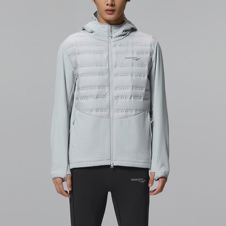 SAUCONY Racing Running Woven Lightweight Short Cotton Jacket Men Jackets Cool-Gray SC2240025A-GR65