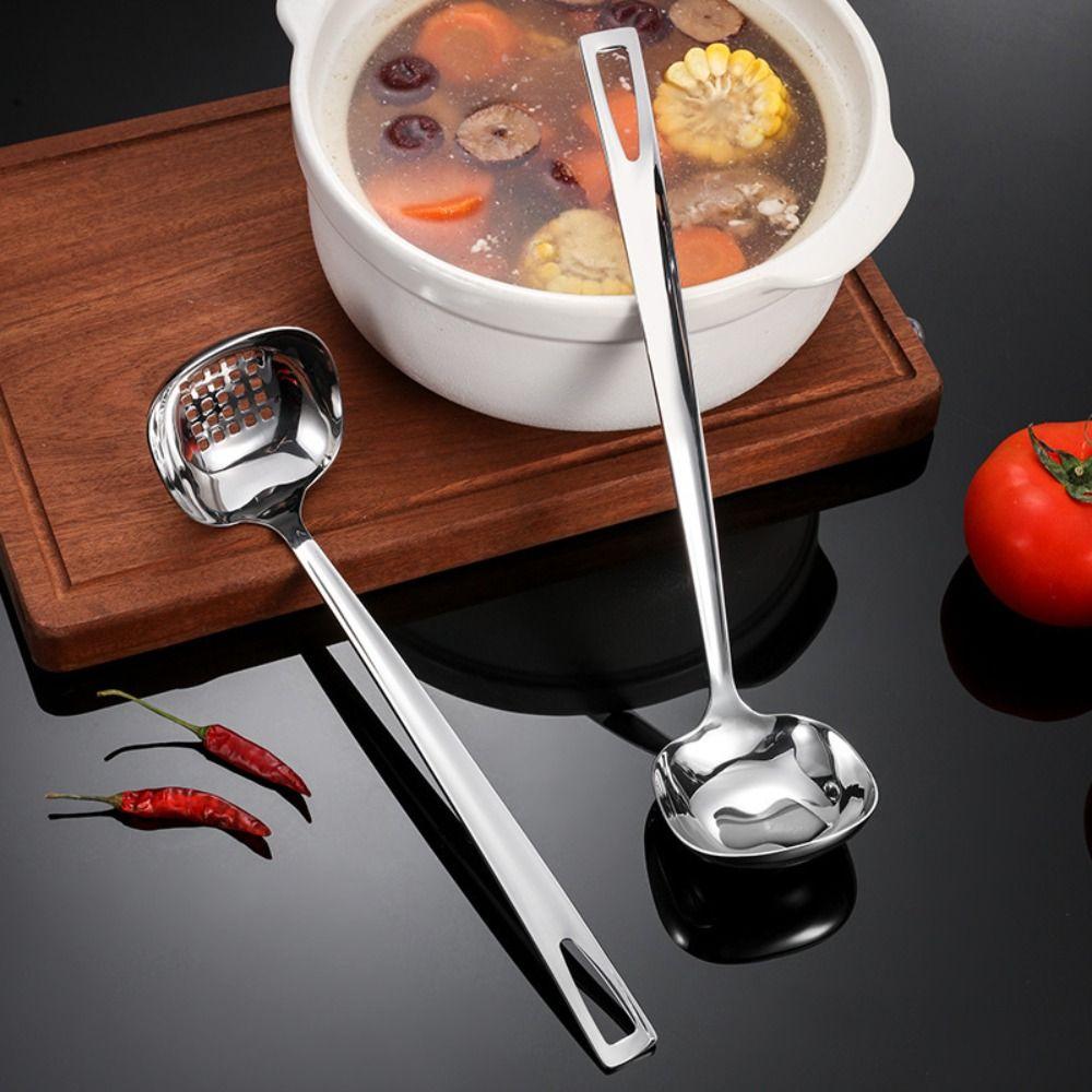 Stainless Steel Hot Pot Spoon Non-Slip Long Handle Colander Kitchen Tool Soup Ladle  Kitchen
