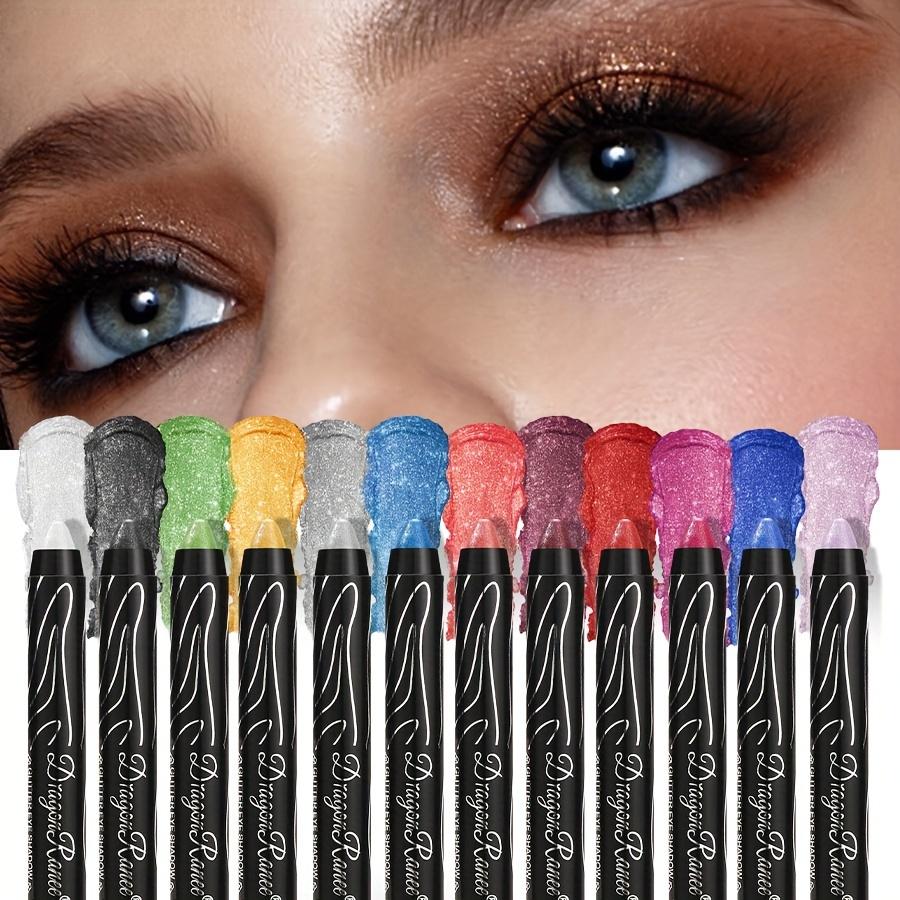 Shining Luster Eyeshadow Pencil 12 Color Mixing Palette Highlighting Eye Contouring and Eyeliner Long-Lasting Waterproof Eyeshadow Stick