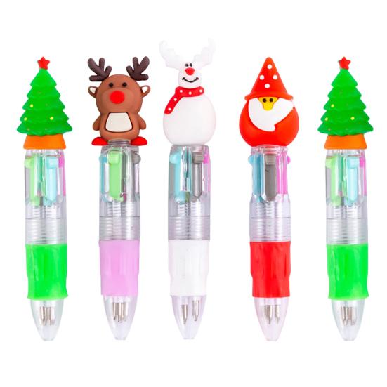 Christmas Ballpoint Pen Snowman Reindeer Topper Designs Multi-Color Writing Pen Fun Holiday Gift for Students Friends