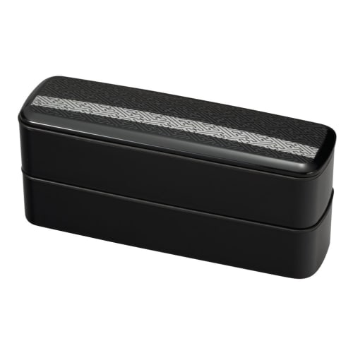 Miyamoto Sangyo Clean Coat Slim Lunch Bento Box, Saaya Pattern, Black, Large (Top Box) 330ml (Bottom Box) 330ml