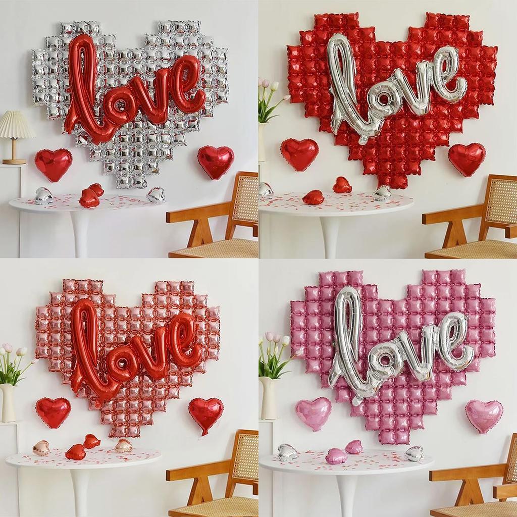 Wedding Season Love and Red Heart Balloon Set, Wedding Season Decoration, Anniversary, Romantic Mother's Day Decoration