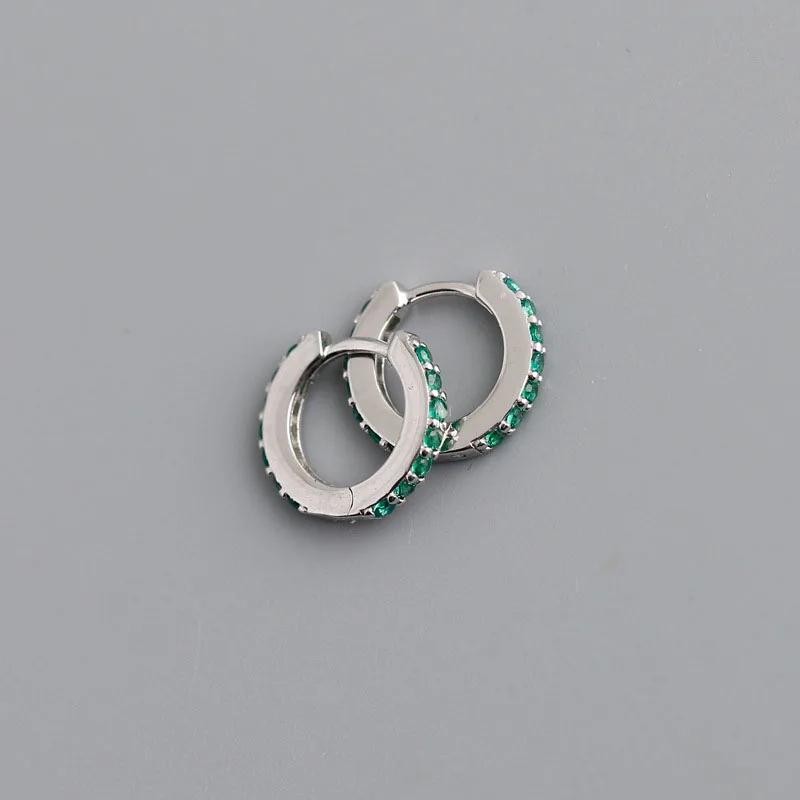 

ANENJERY 7mm One Pair Crystal Huggies Hoop Earrings for women NewYork Girl DIY Small Earrings Hooks Jewelry Accessories Making 7mm-1 pair срібні зелений колір
