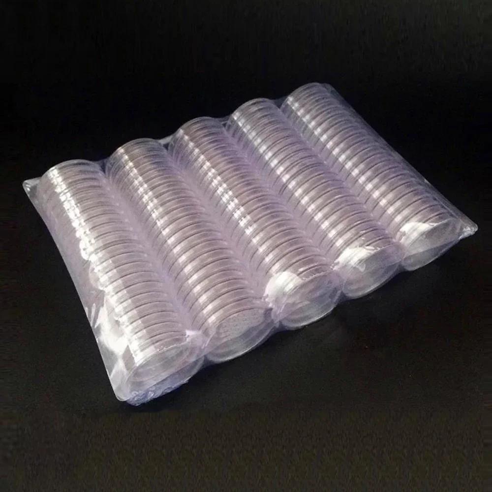 100pcs 25-39mm Transparent Plastic Coin Holder Coin Collecting Box Case For Coins Storage Capsules Protection Boxes Container