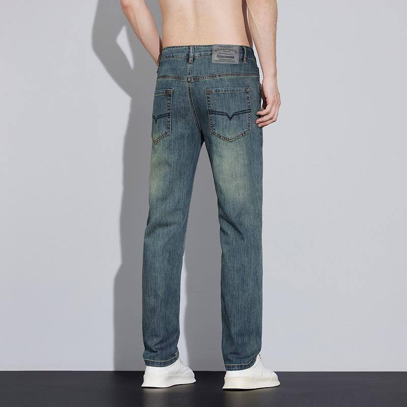 Pánské slim rovné džíny s malou výšivkou - Evropská móda Čtyřsezónní denim