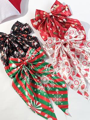 1/4 Pcs Fashion Christmas Printed Ribbon Barrettes Hair Clips For Women Girls Party Hair Accessories