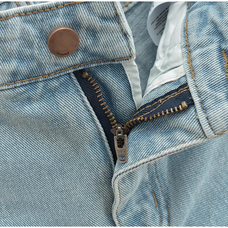 Mode Lässig Damen Voll Längen Locker Sitzende Jeans Gemütlich Mittlere Taille Abgenutzt Baggy Denim Hose Weiter Bein Hinten Aufgerissene Manschette Jean
