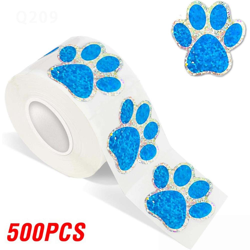 100-500Pcs Superior-Grade Blue Premium-Quality Laser Top-Grade Sticker Top-Grade Paw Top-Grade Print Top-Grade Reward Superior-Grade Stickers