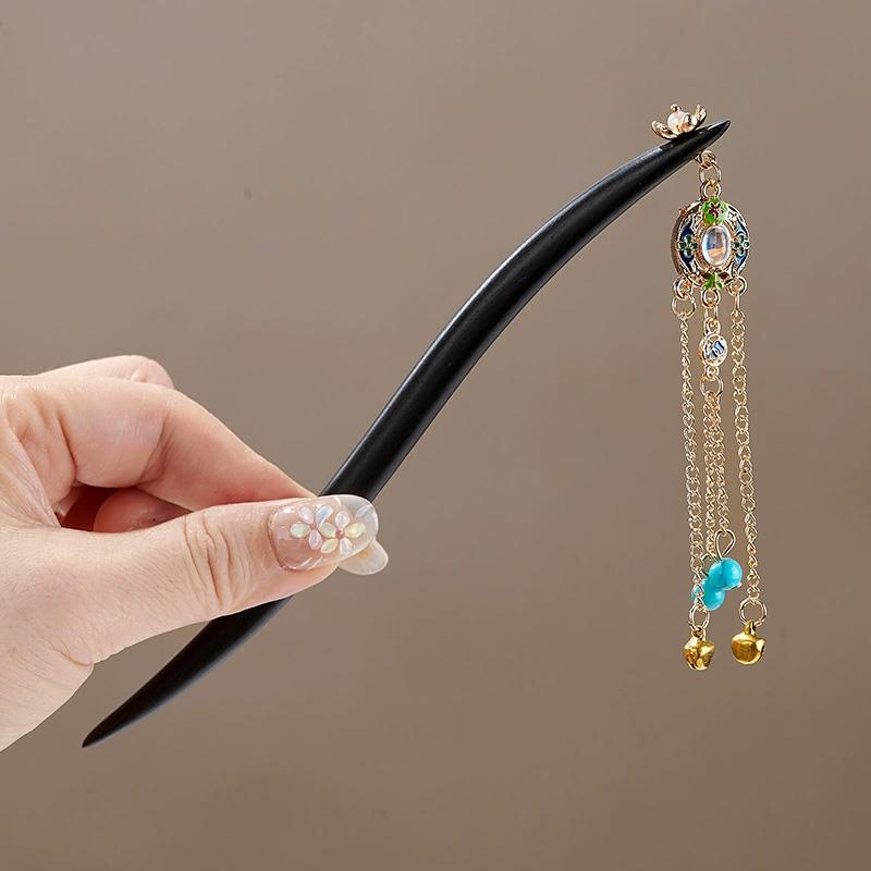 1 Pièce Pompon Bois Frais Épingle à Cheveux Bois de Santal Style Chinois Nouveau Coiffure Ancienne Épingle à Cheveux à Pompon