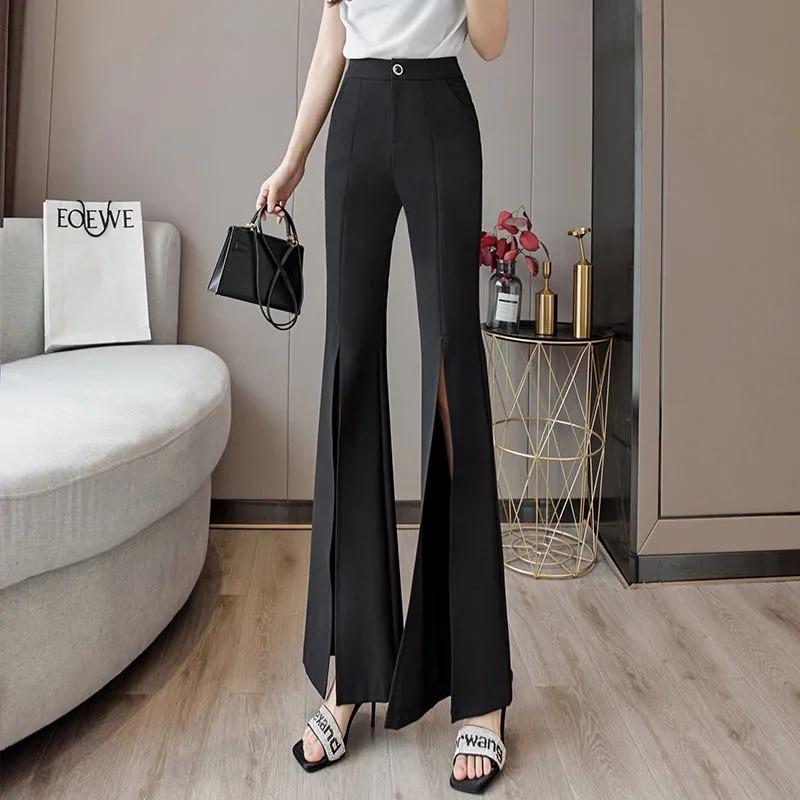 Womens High Waist Split Flare Pants S