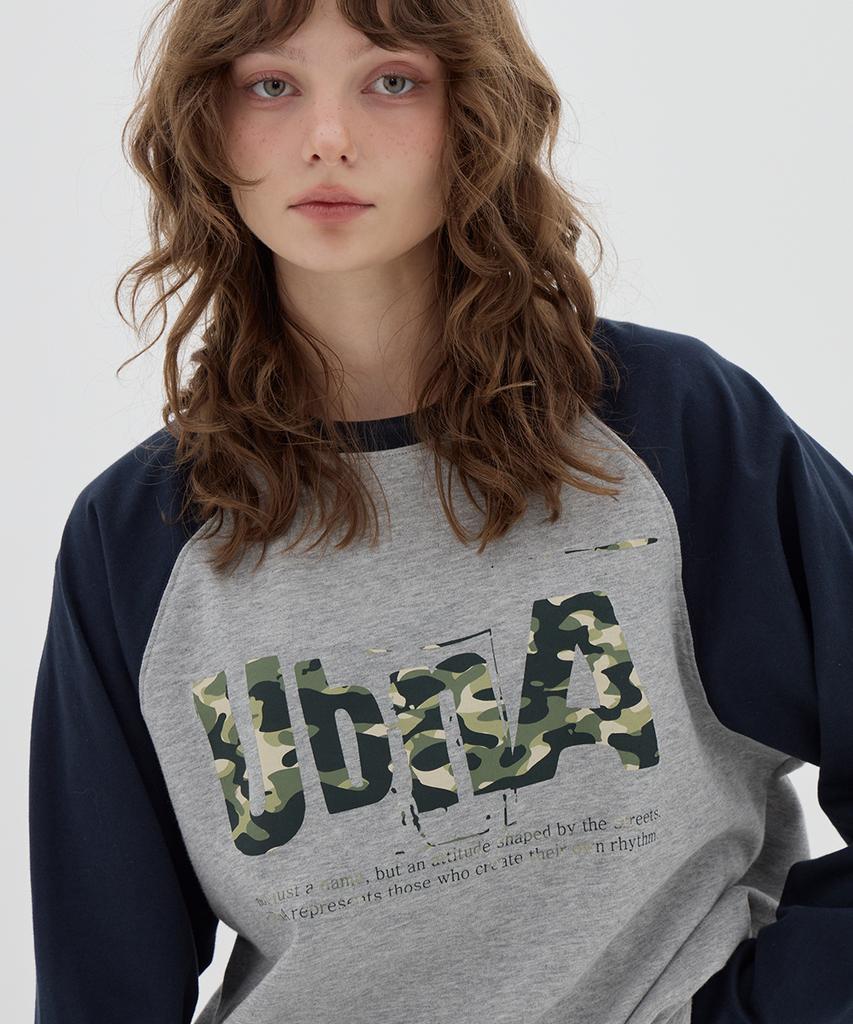 URBANAGE Camo Raglan Oversized Long Sleeve_Melange Grey