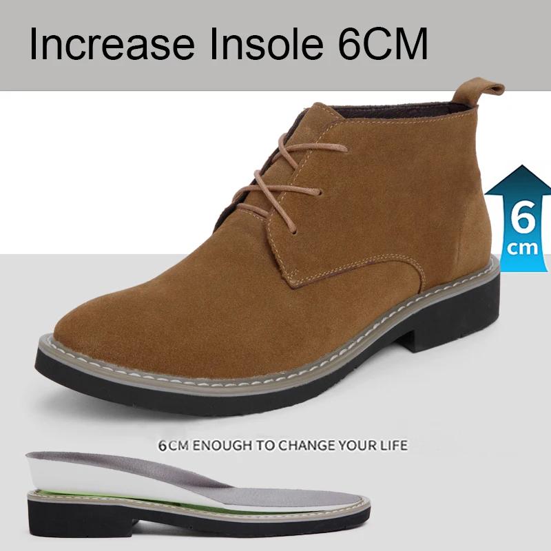 Fashion Men Business Height Increase Insole 6CM Boots Elevator Shoes Height Increase Shoes for Wedding Formal Shoes Black Leather Hombre