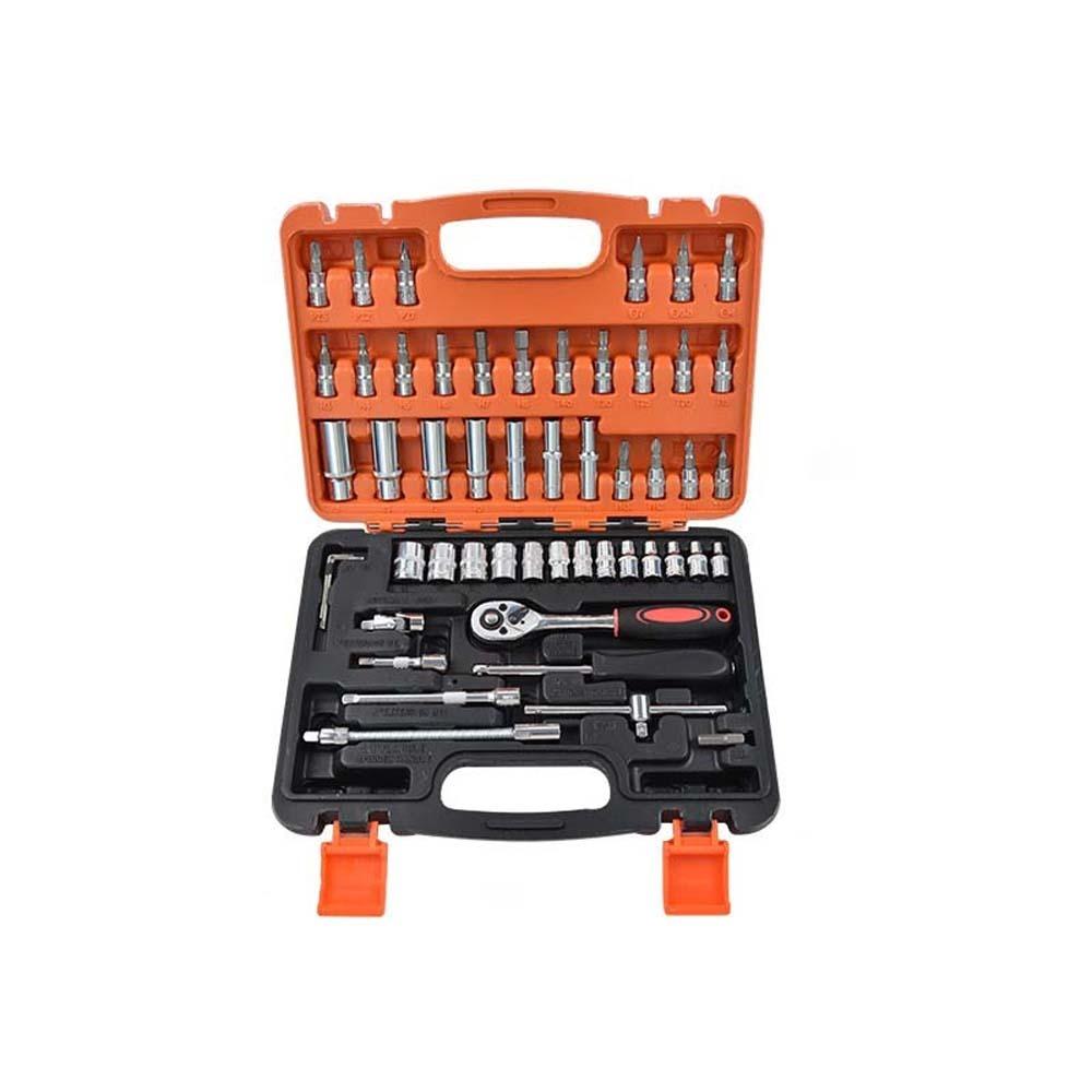 Durable Car Maintenance Toolbox Rust Prevention Ratchet Wrench Suit 53PCS Repair Tool Kit Bike