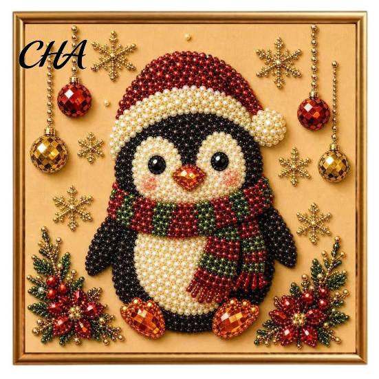 Interactive DIY Christmas Art Kits Faux Pearl Painting Kit with Frame, Santa Winter Holiday Theme Craft Supplies Beads for Adults Beginner,