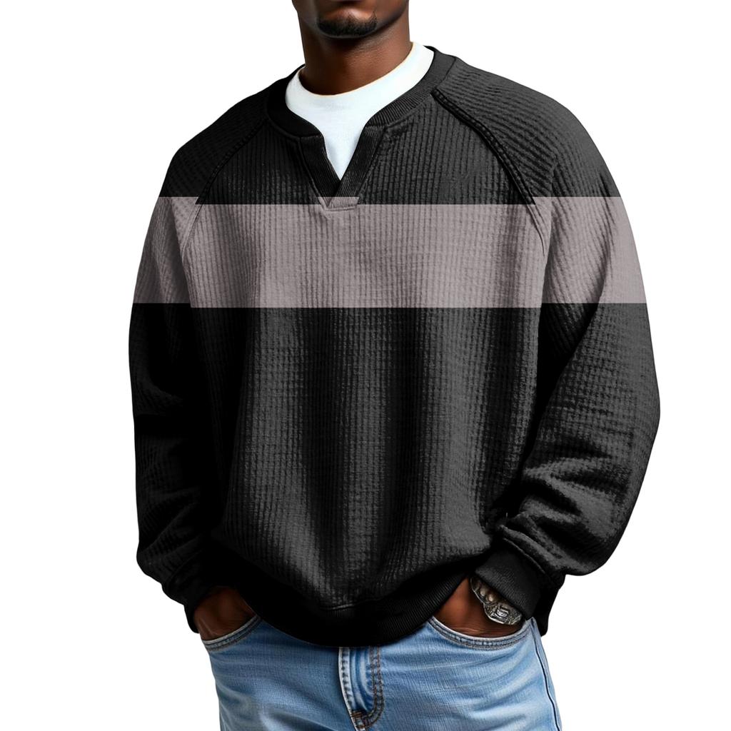 Herrfritidshuva Utomhus V-hals Vågmönster Långärmad