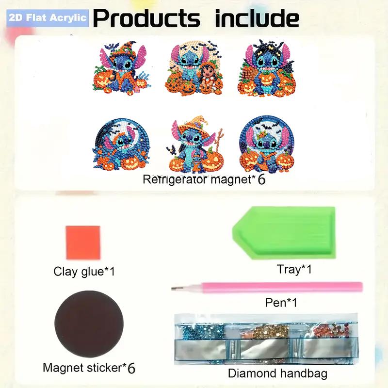 6Pcs Halloween Series Diamond Art Fridge Magnet Diamond Painting Refrigerator Magnet Diamond Painting Fridge Magnet for Adults Beginners