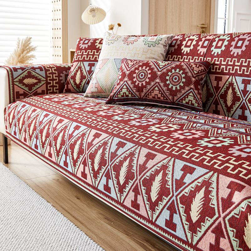 

Чехлы для диванных ковриков из льна для гостиной, нескользящие универсальные чехлы для диванных подушек, чехлы для домашних животных, детей, диванов, защитный чехол для домашнего декора 90x210cm красный