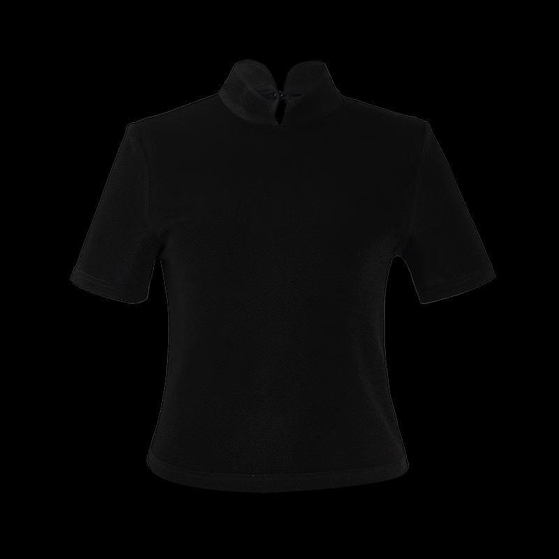 HECO New Chinese Style Disc Button Acetate Knit Short-Sleeve T-Shirt