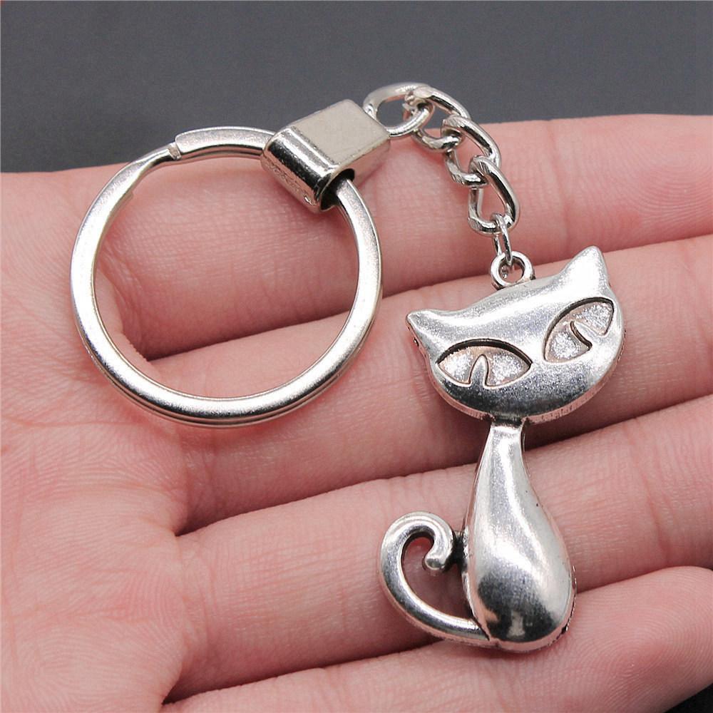 Cat Dog Rabbit Cute Pets Trio Antique Bronze Metal Keychain Best Seller Gift for Animal Lovers
