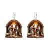 Set Of 2 Nativity Scene Pendant Acrylic Hanging Ornamentation 0.4cm Thickness For Living Room Bedroom Decoration