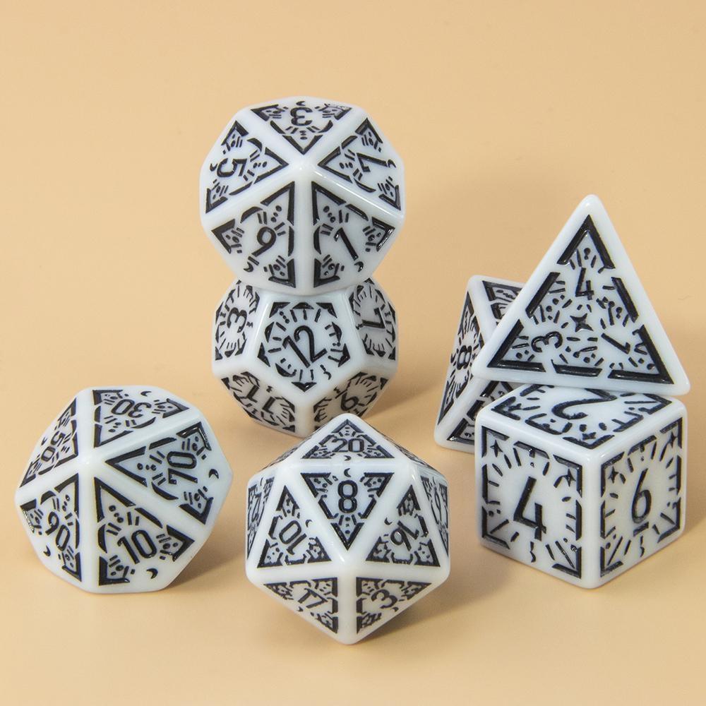 DND Polyedrisches Würfelset 7-tlg. D4-D20, Erstaunliche gravierte Spielewürfel für Souvenir-Unterhaltung RPG-Brettspiel