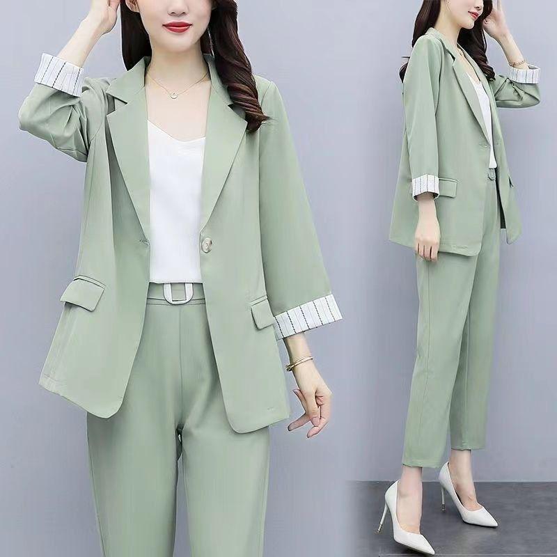 

Women s Chic Three-Piece Suit: Spring & Autumn Blazer, Versatile Workwear 2XL