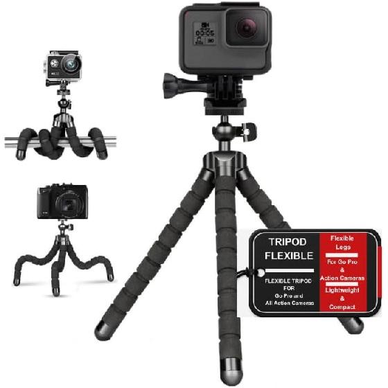 Acuvar Flexible Phone Tripod Universal Smartphone Tripod Stand Portable Lightweight Mini Stabilizer with Adjustable Phone Mount Holder for iPhone Tripod + Mount for GoPro