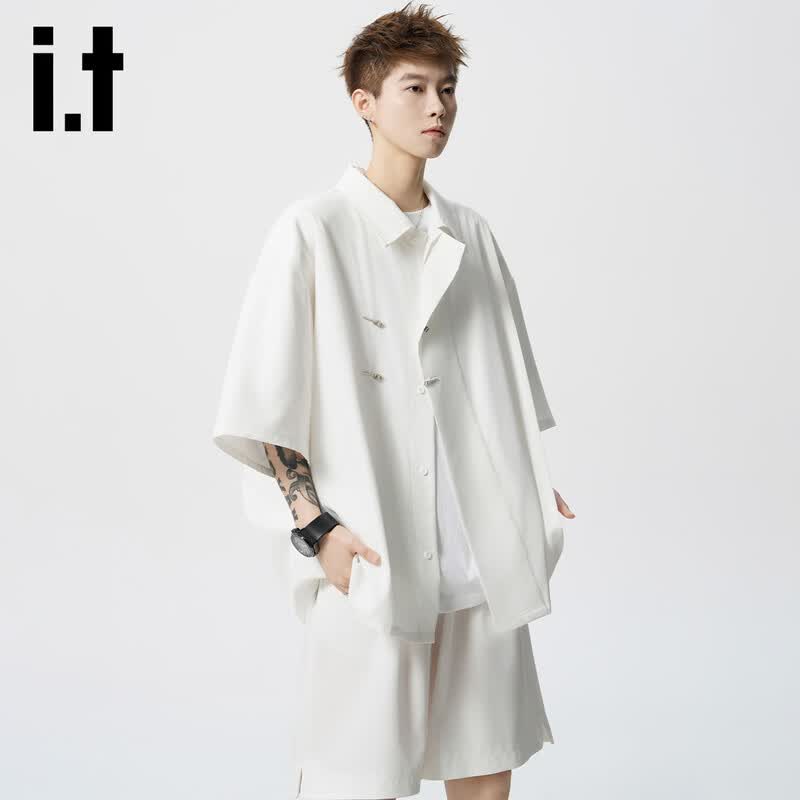 Men s New Chinese Style Shirt & Shorts Set 4XL